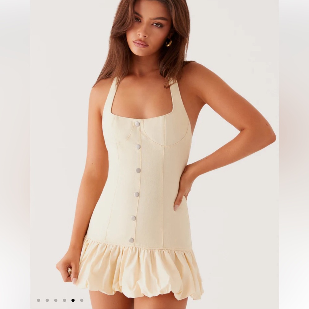Peppermayo Georgina Denim Mini Dress Antique Size 6 Coquette Lolita party butter